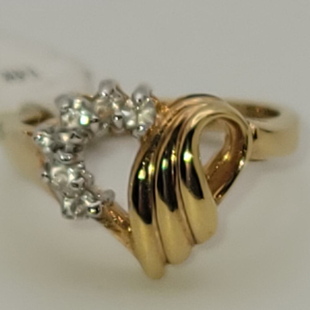 Yellow Gold Plated CZ Heart Cluster Cocktail Statement Ring -7